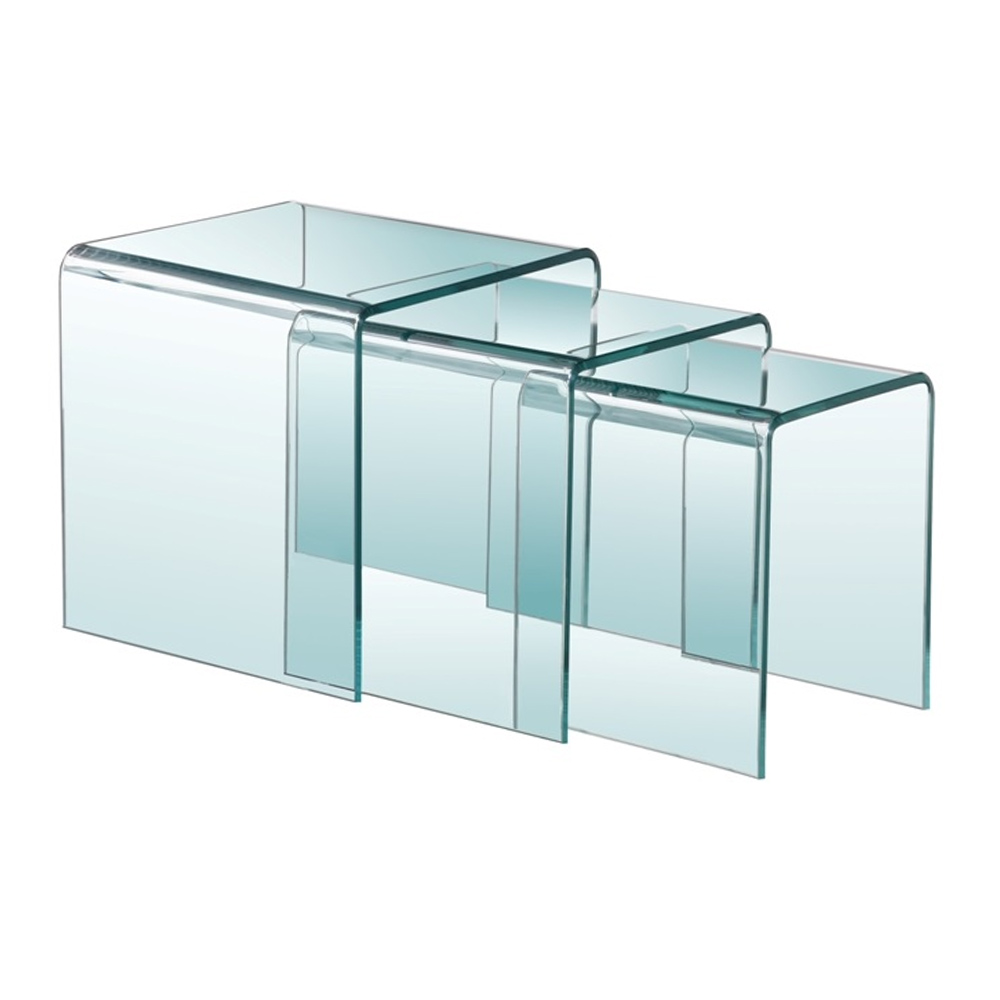 Bent Glass 3Pc Nesting Table